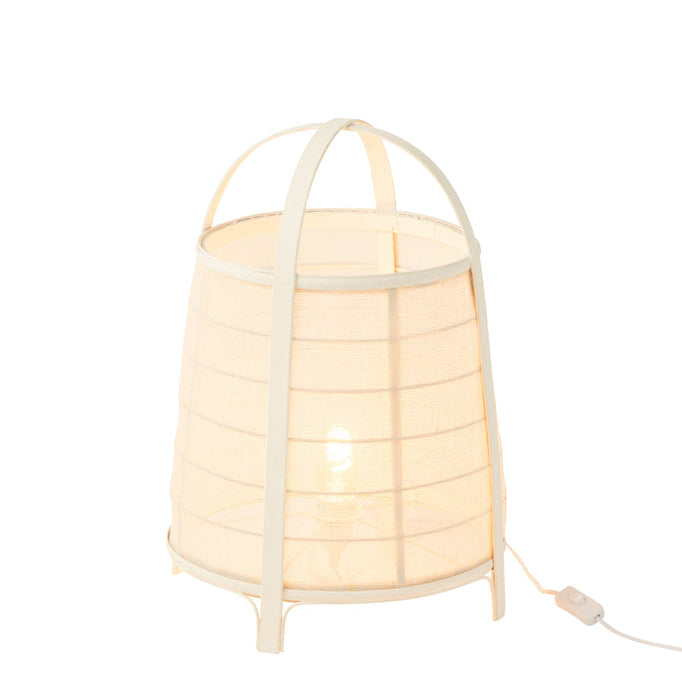 Lamp Rya Katoen/Bamboe Wit Large - Tafellamp - J-Line - livinglovely.nl