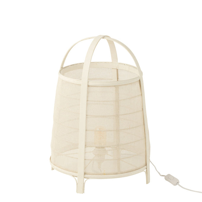 Lamp Rya Katoen/Bamboe Wit Large - Tafellamp - J-Line - livinglovely.nl
