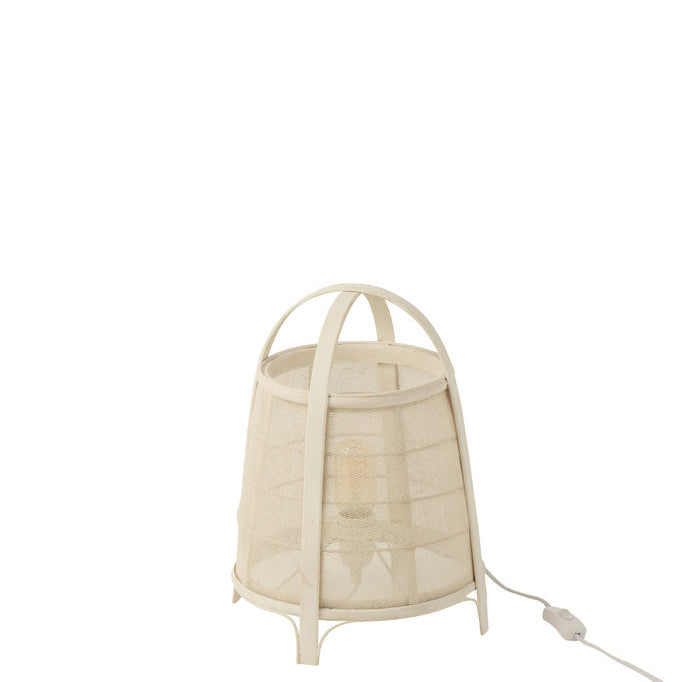 Lamp Rya Katoen/Bamboe Wit Small - Tafellamp - J-Line - livinglovely.nl