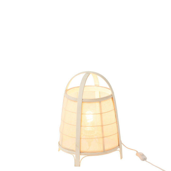 Lamp Rya Katoen/Bamboe Wit Small - Tafellamp - J-Line - livinglovely.nl