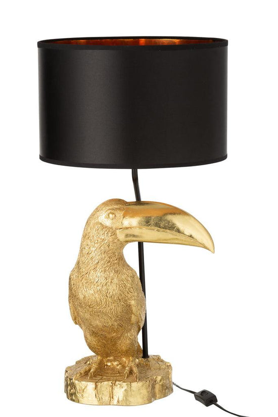 Lamp Toekan Poly Goud/Zwart , Tafellamp , J-Line , livinglovely.nl