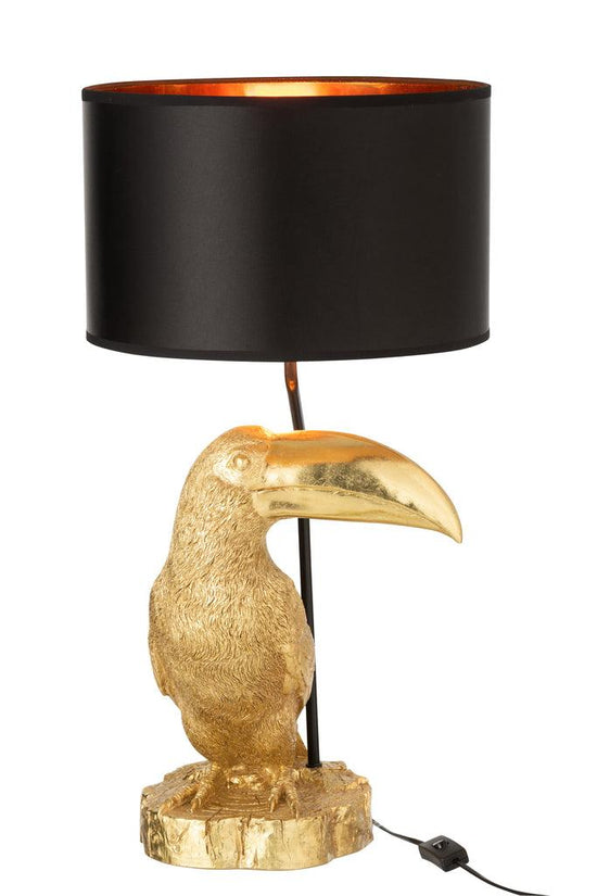 Lamp Toekan Poly Goud/Zwart , Tafellamp , J-Line , livinglovely.nl