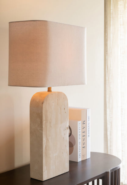 Lamp Travertijn Beige J-Line - Tafellamp - J-Line - livinglovely.nl