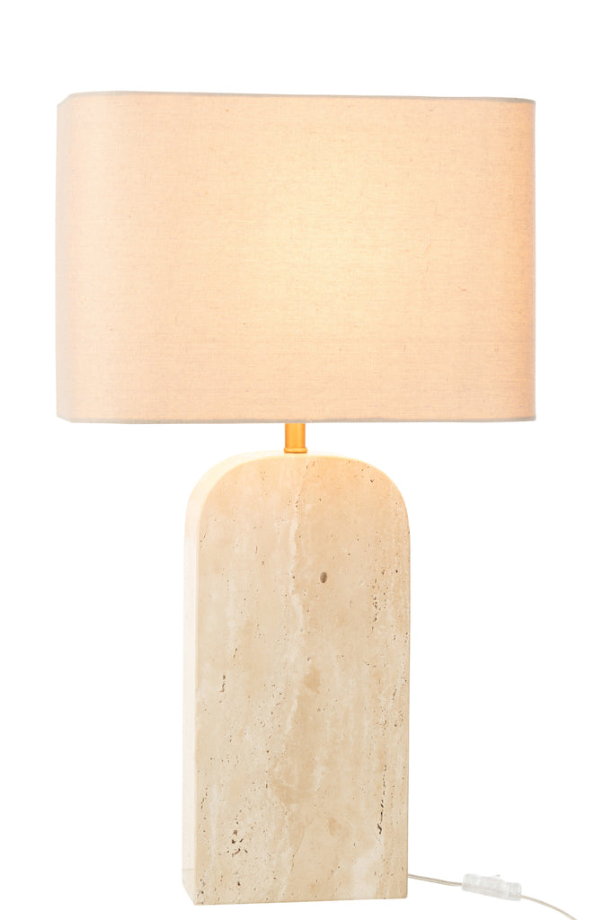 Lamp Travertijn Beige J-Line - Tafellamp - J-Line - livinglovely.nl