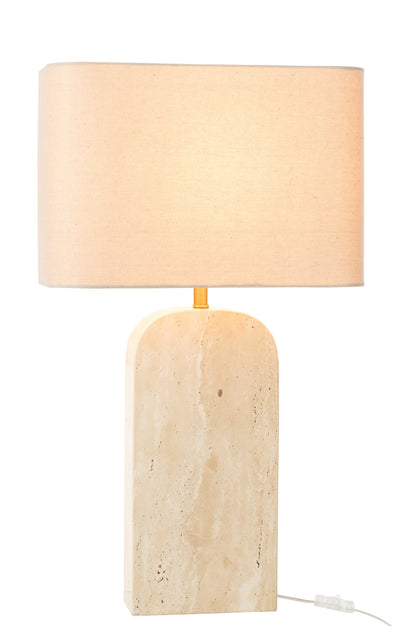 Lamp Travertijn Beige J-Line - Tafellamp - J-Line - livinglovely.nl