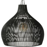 Lampkap Peervorm Rotan Zwart - Hanglamp - J-Line - livinglovely.nl