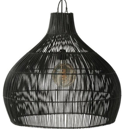 Lampkap Peervorm Rotan Zwart - Hanglamp - J-Line - livinglovely.nl