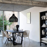 Lampkap Peervorm Rotan Zwart - Hanglamp - J-Line - livinglovely.nl