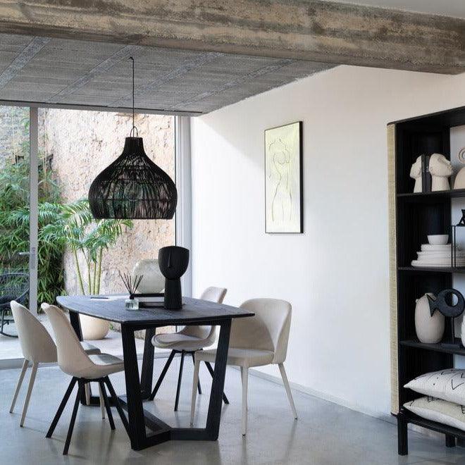 Lampkap Peervorm Rotan Zwart - Hanglamp - J-Line - livinglovely.nl