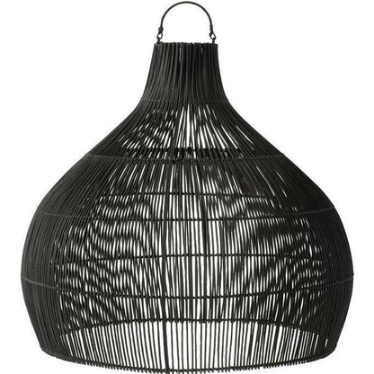 Lampkap Peervorm Rotan Zwart - Hanglamp - J-Line - livinglovely.nl