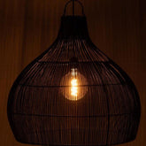 Lampkap Peervorm Rotan Zwart - Hanglamp - J-Line - livinglovely.nl