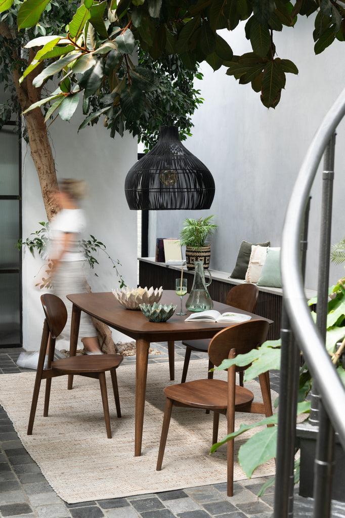 Lampkap Peervorm Rotan Zwart - Hanglamp - J-Line - livinglovely.nl