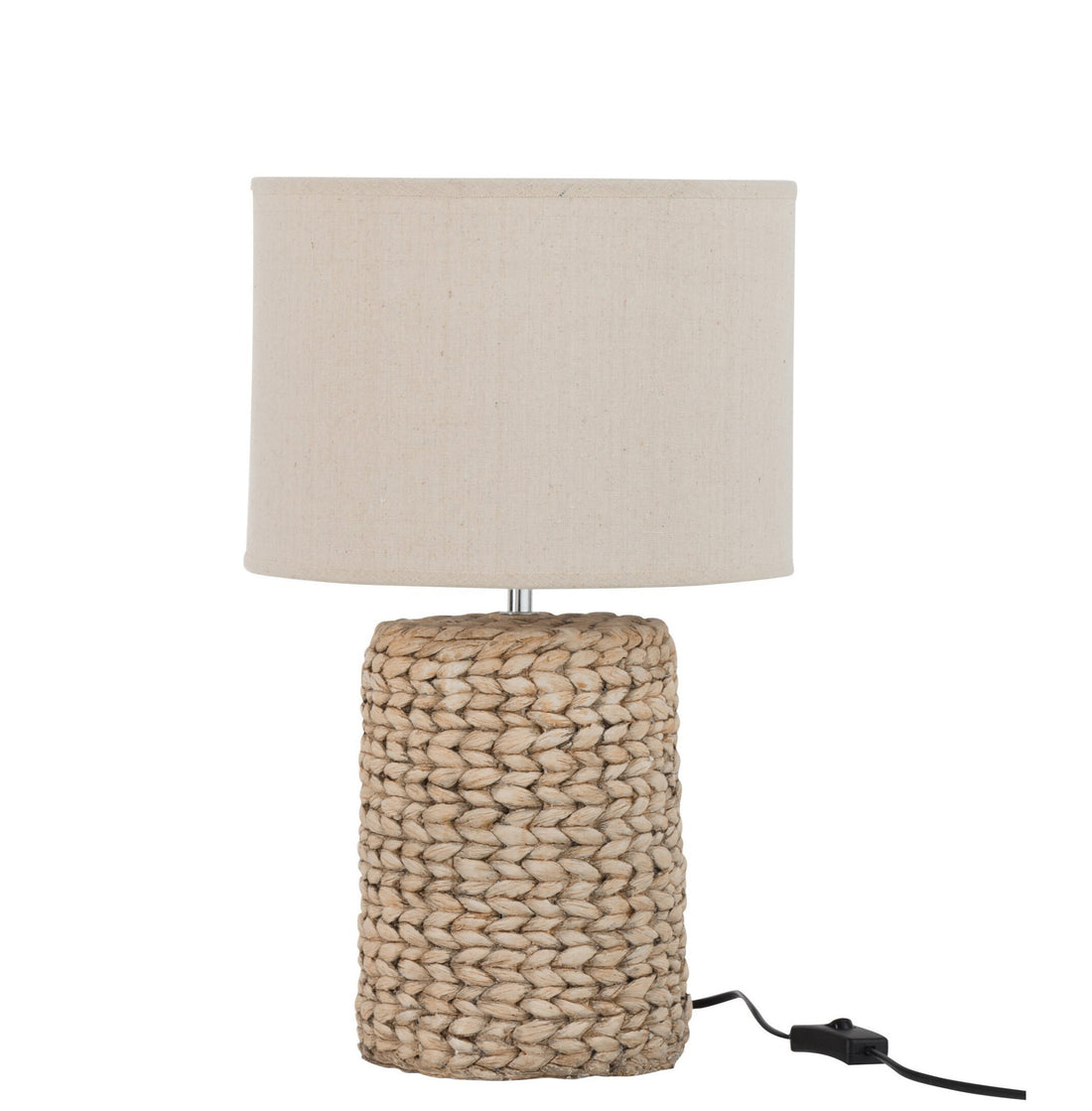 Lampvoet + Kap Dik Vlecht Beton/Katoen Naturel L - Tafellamp - J-Line - livinglovely.nl