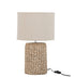 Lampvoet + Kap Dik Vlecht Beton/Katoen Naturel L - Tafellamp - J-Line - livinglovely.nl