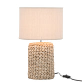 Lampvoet + Kap Dik Vlecht Beton/Katoen Naturel S - Tafellamp - J-Line - livinglovely.nl