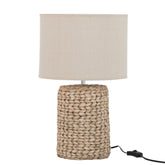 Lampvoet + Kap Dik Vlecht Beton/Katoen Naturel S - Tafellamp - J-Line - livinglovely.nl