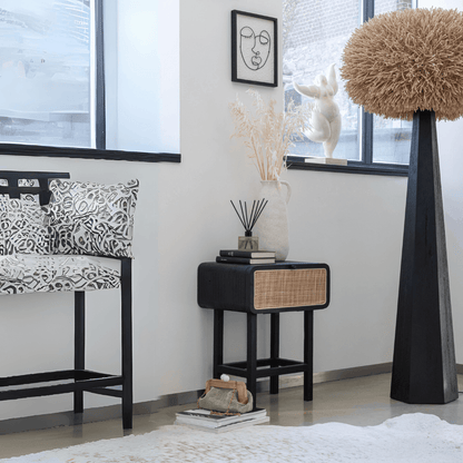 Lampvoet Octogonaal Loofhout Zwart - Vloerlamp - J-Line - livinglovely.nl