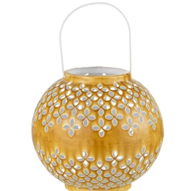 Lantaarn Bol Geperforeerd Ijzer Oker - Lantaarn - J-Line - livinglovely.nl