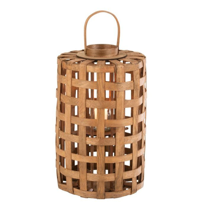 Lantaarn Cylinder Populier Hout Bruin J-Line - Lantaarn - J-Line - livinglovely.nl