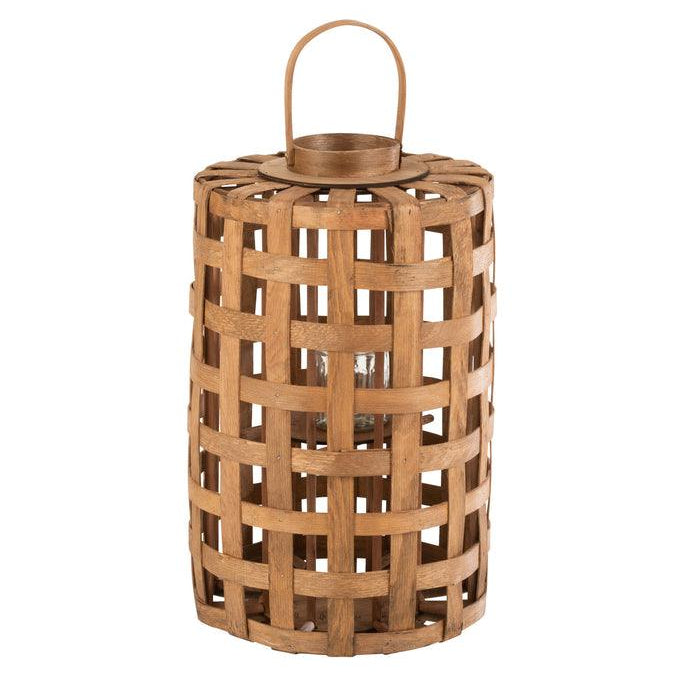 Lantaarn Cylinder Populier Hout Bruin J-Line - Lantaarn - J-Line - livinglovely.nl