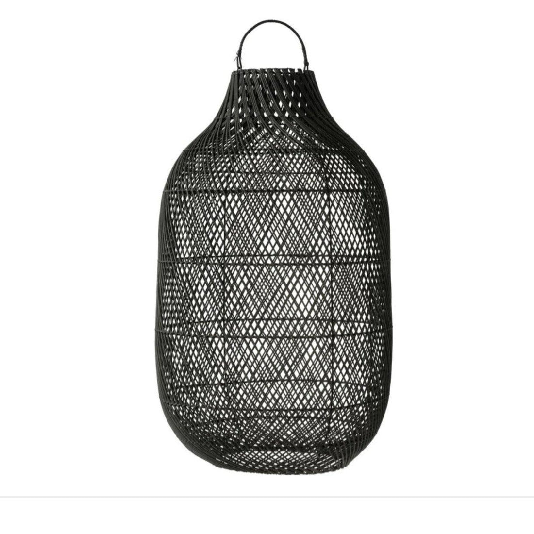 Lantaarn Cylinder Rotan Zwart Extra Large - Lantaarn - J-Line - livinglovely.nl