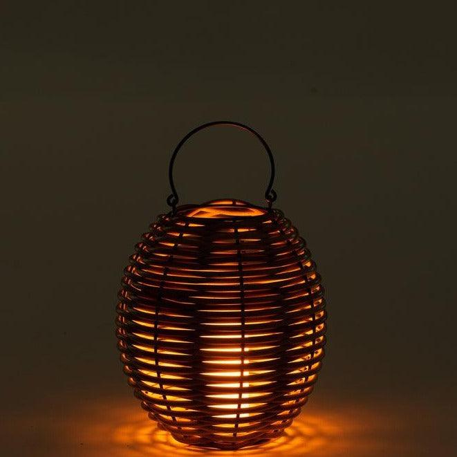 Lantaarn Gewoven Led Plastic Naturel Small - Lantaarn - J-Line - livinglovely.nl