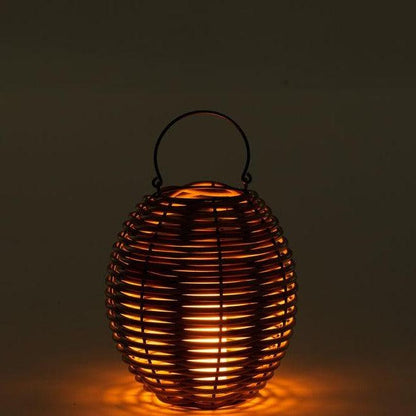 Lantaarn Gewoven Led Plastic Naturel Small - Lantaarn - J-Line - livinglovely.nl