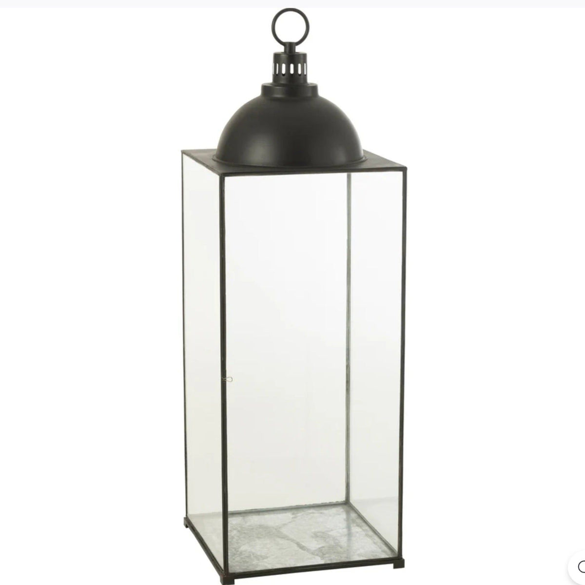 Zwarte lantaarn Hagrid van J-Line, large maat van 121cm hoog met glaspanelen in een ijzeren frame