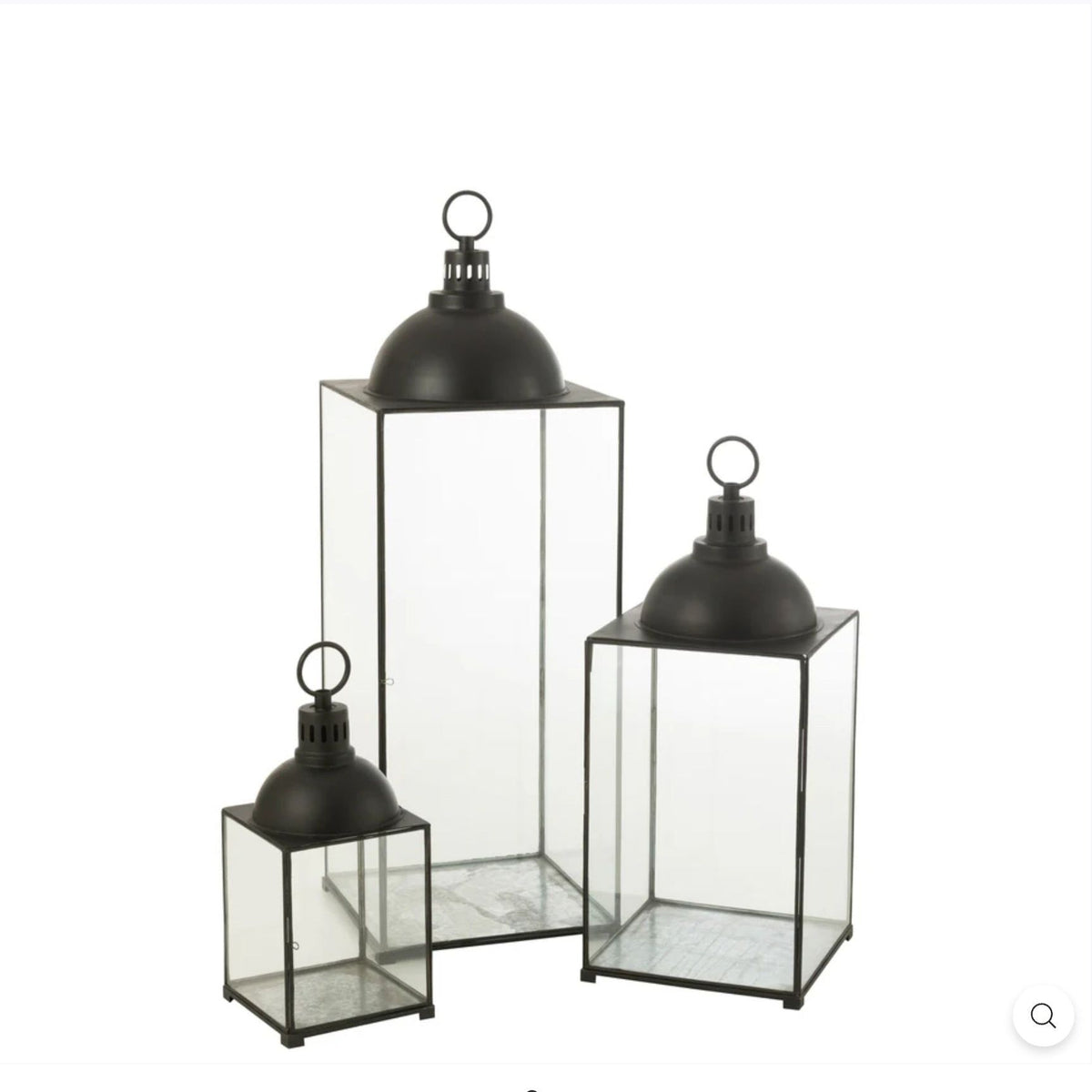 Lantaarn Hagrid van J-Line in zwart, medium maat van 85cm hoog met glaspanelen rondom
