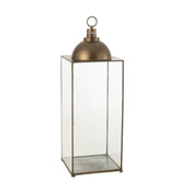 Lantaarn Hagrid Glas/Ijzer Brons Large - Lantaarn - J-Line - livinglovely.nl