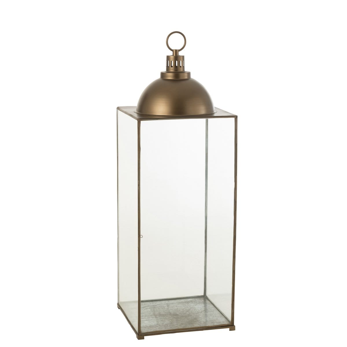 Lantaarn Hagrid Glas/Ijzer Brons Large - Lantaarn - J-Line - livinglovely.nl
