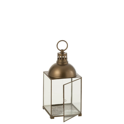 Lantaarn Hagrid Glas/Ijzer Brons Small - Lantaarn - J-Line - livinglovely.nl