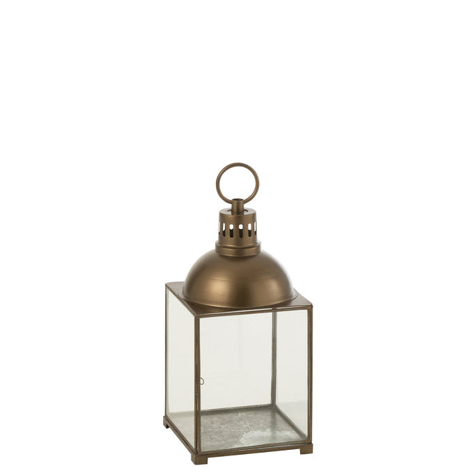 Lantaarn Hagrid Glas/Ijzer Brons Small - Lantaarn - J-Line - livinglovely.nl