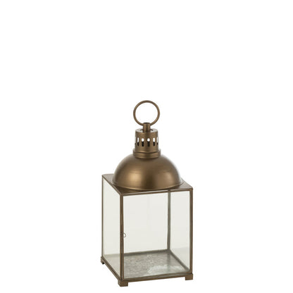 Lantaarn Hagrid Glas/Ijzer Brons Small - Lantaarn - J-Line - livinglovely.nl