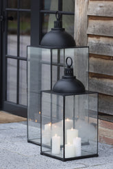Lantaarn Hagrid Glas/Ijzer Zwart Medium - Lantaarn - J-Line - livinglovely.nl