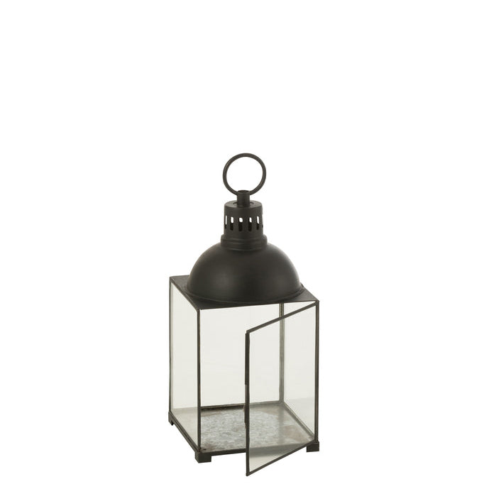 Lantaarn Hagrid Glass/Iron Black S - Lantaarn - J-Line - livinglovely.nl