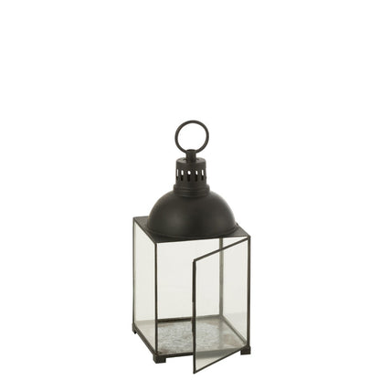 Lantaarn Hagrid Glass/Iron Black S - Lantaarn - J-Line - livinglovely.nl