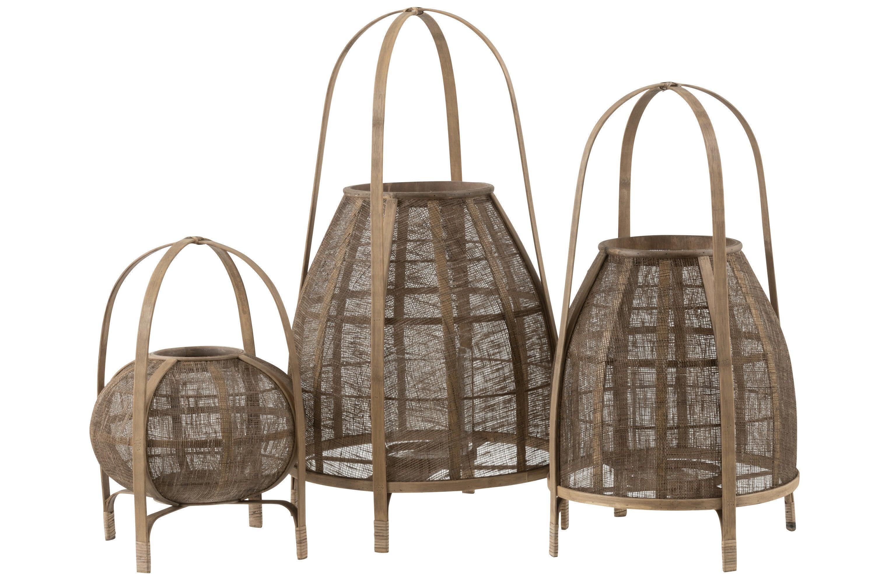 Lantaarn Kap Bamboe Natural Large - Lantaarn - J-Line - livinglovely.nl