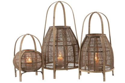 Lantaarn Kap Bamboe Natural Large - Lantaarn - J-Line - livinglovely.nl