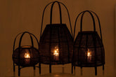 Lantaarn Kap Bamboe Zwart Large - Lantaarn - J-Line - livinglovely.nl