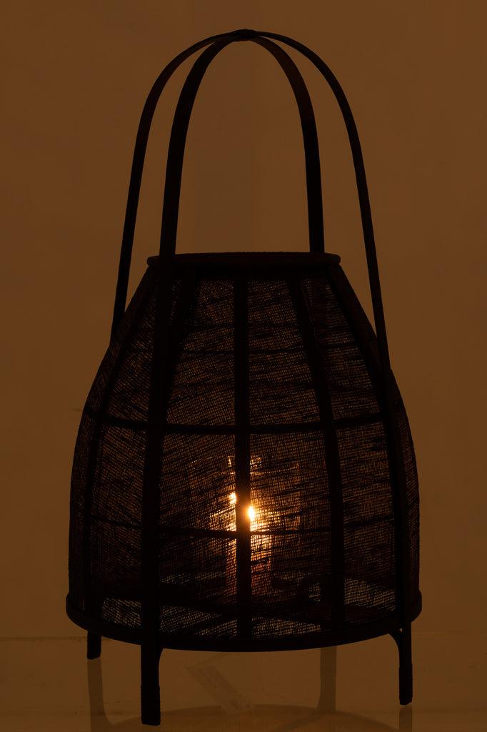 Lantaarn Kap Bamboe Zwart Large - Lantaarn - J-Line - livinglovely.nl