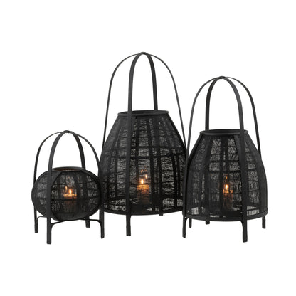 Lantaarn Kap Bamboe Zwart Large J-Line