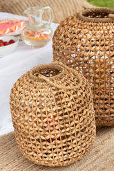 Lantaarn Lena Water Hyacinth Naturel Medium - Lantaarn - J-Line - livinglovely.nl