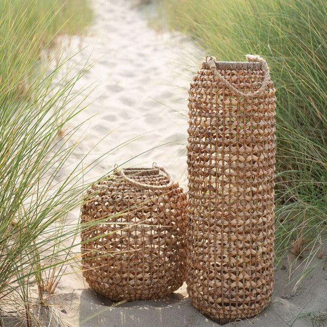 Lantaarn Lena Water Hyacinth Naturel Medium - Lantaarn - J-Line - livinglovely.nl