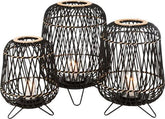 Lantaarn Op Voet Bamboe Zwart/Naturel Medium - Lantaarn - J-Line - livinglovely.nl