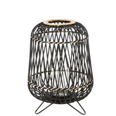 Lantaarn Op Voet Bamboe Zwart/Naturel Medium - Lantaarn - J-Line - livinglovely.nl