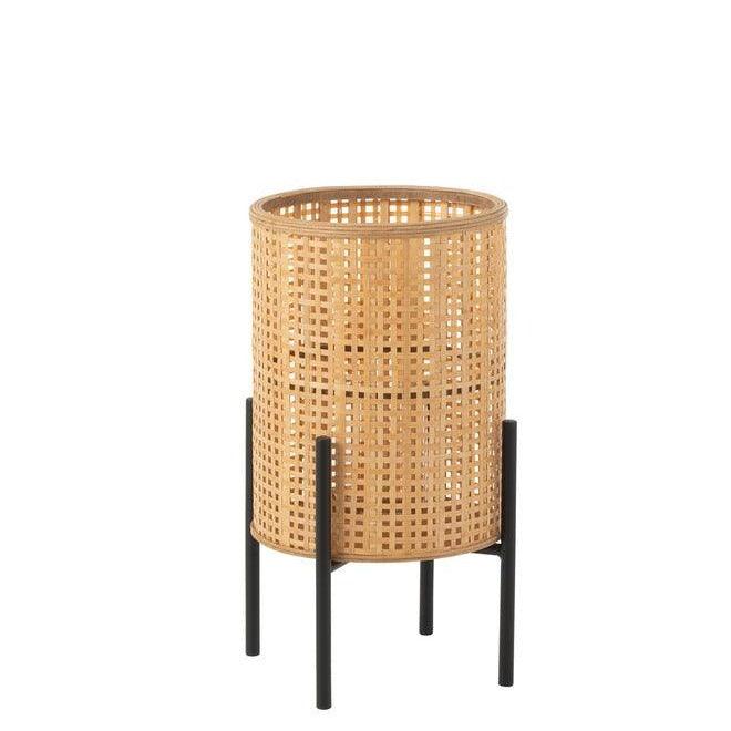 Lantaarn Op Voet Bamboo Naturel Small - Lantaarn - J-Line - livinglovely.nl