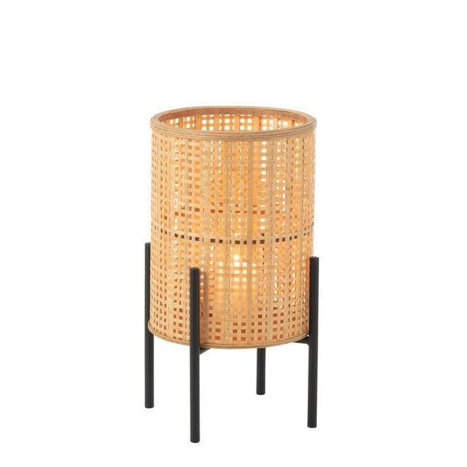 Lantaarn Op Voet Bamboo Naturel Small - Lantaarn - J-Line - livinglovely.nl