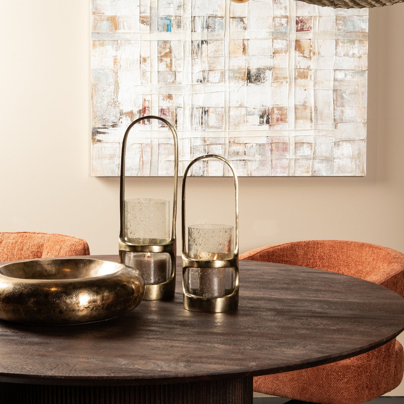 Lantaarn Rahana S - 14x14x40 cm - Aluminium - Goud PTMD - Lantaarn - PTMD - livinglovely.nl