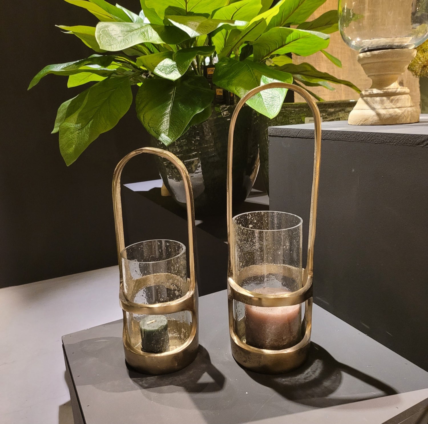 Lantaarn Rahana S - 14x14x40 cm - Aluminium - Goud PTMD - Lantaarn - PTMD - livinglovely.nl